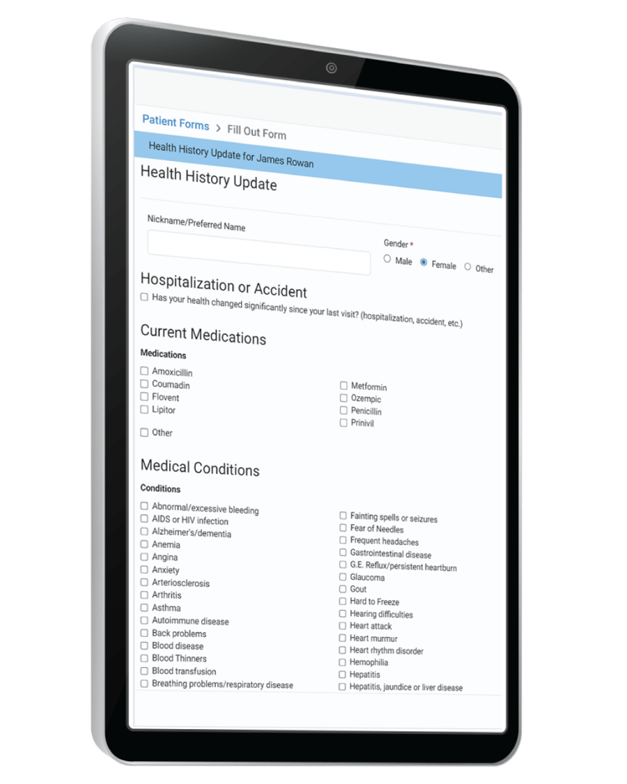 Digital patient information screen from Curve